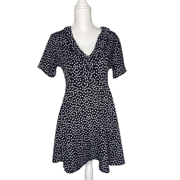 Nasty Gal Sz 8 Short Sleeve Mini Dress V Neck Black - Picture 2 of 10